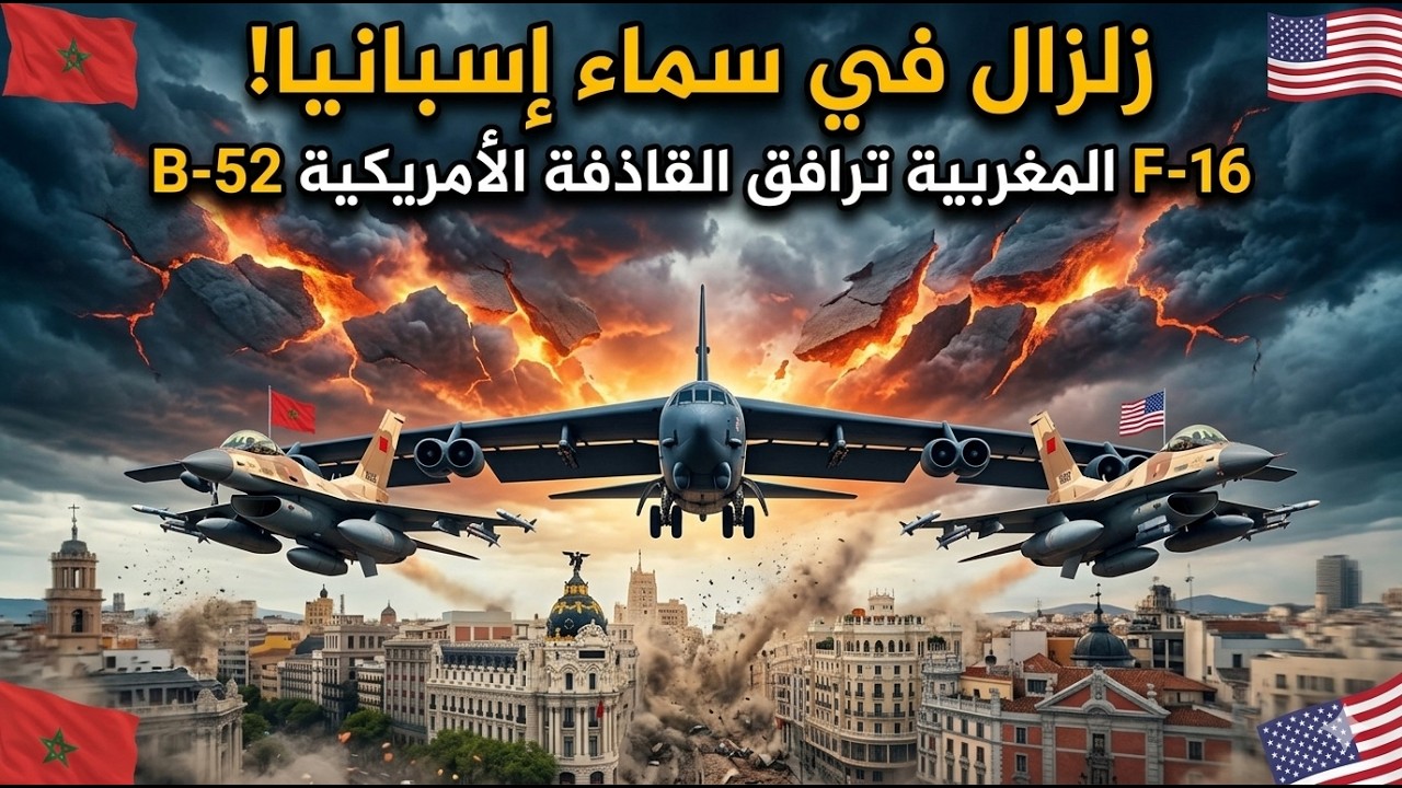 زلزال في سماء إسبانيا! مقاتلات F-16 المغربية ترافق القاذفة النووية الأمريكية B-52 🇲🇦🇺🇸