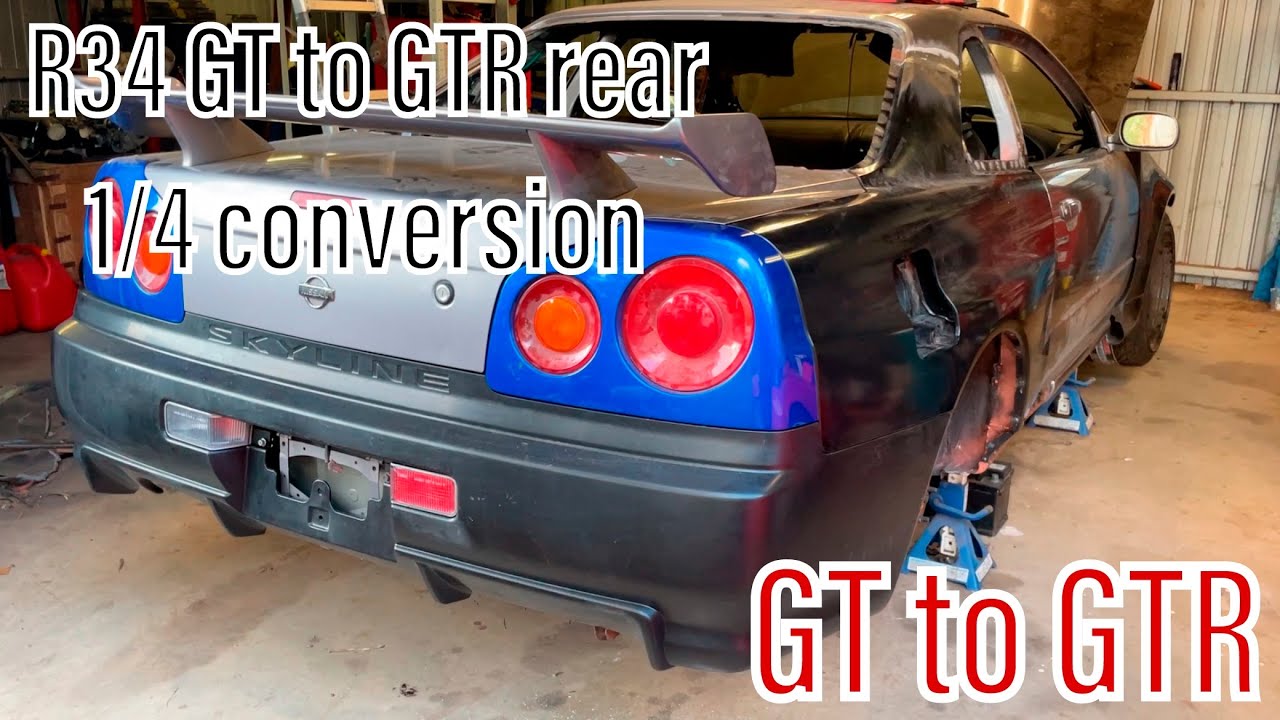 GTR rear quarter panel welded on to GT - R34 GTT to GTR conversion [Ep15]