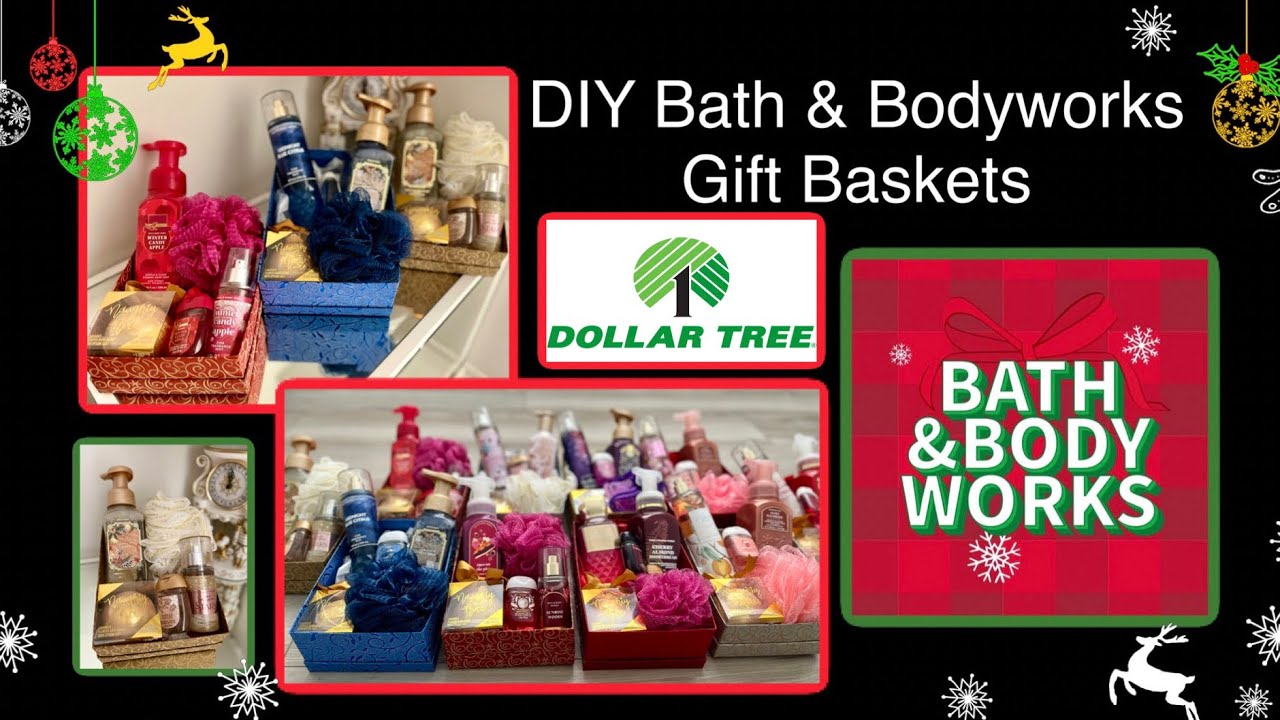 DIY Christmas Gift Baskets using Bath & Body Works & Dollar Tree Products.