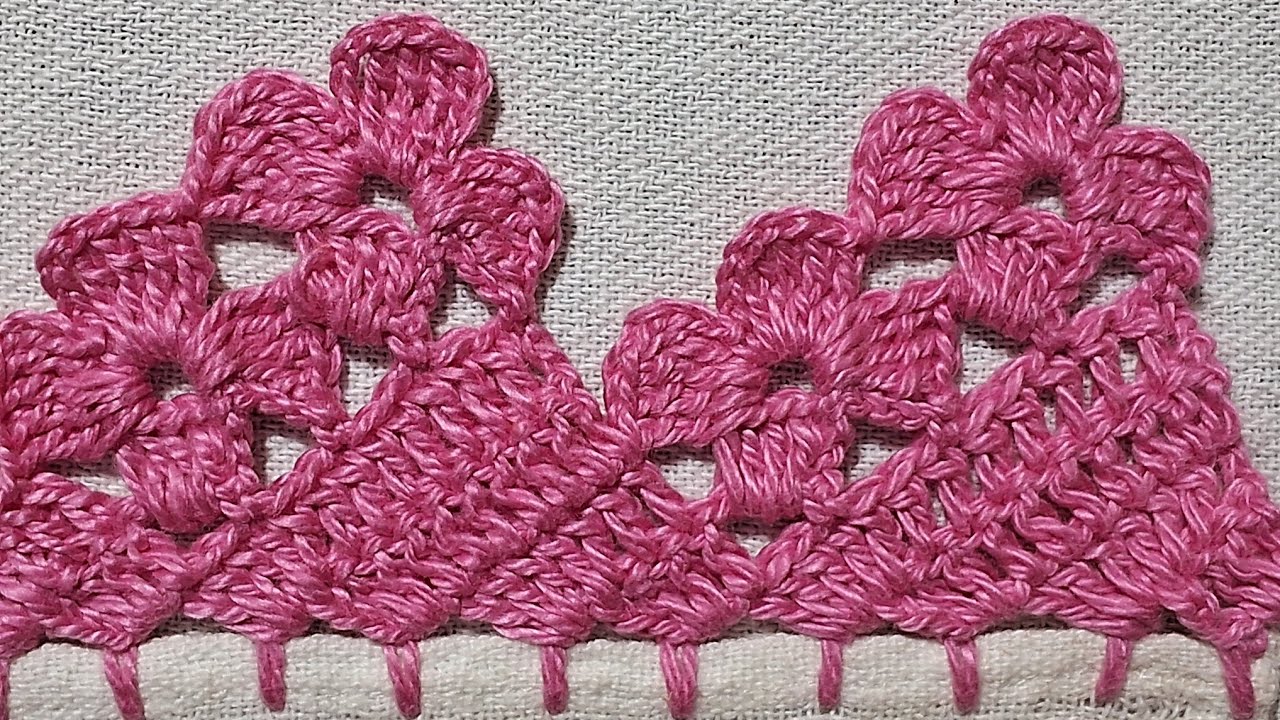 Barrado # bico de crochê para toalhas # panos de prato # carreira única@Canalcrocheparainiciantes