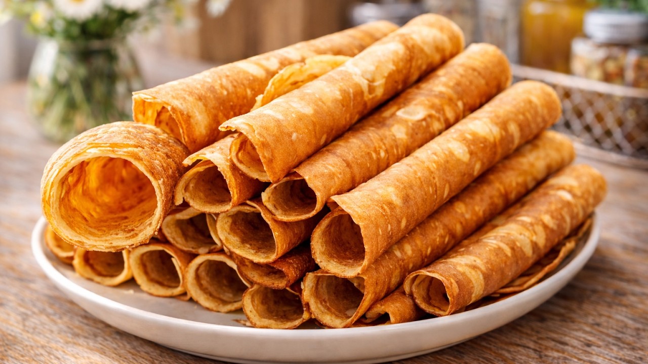 Homemade Wafer Rolls in 5 Minutes! Super Crispy