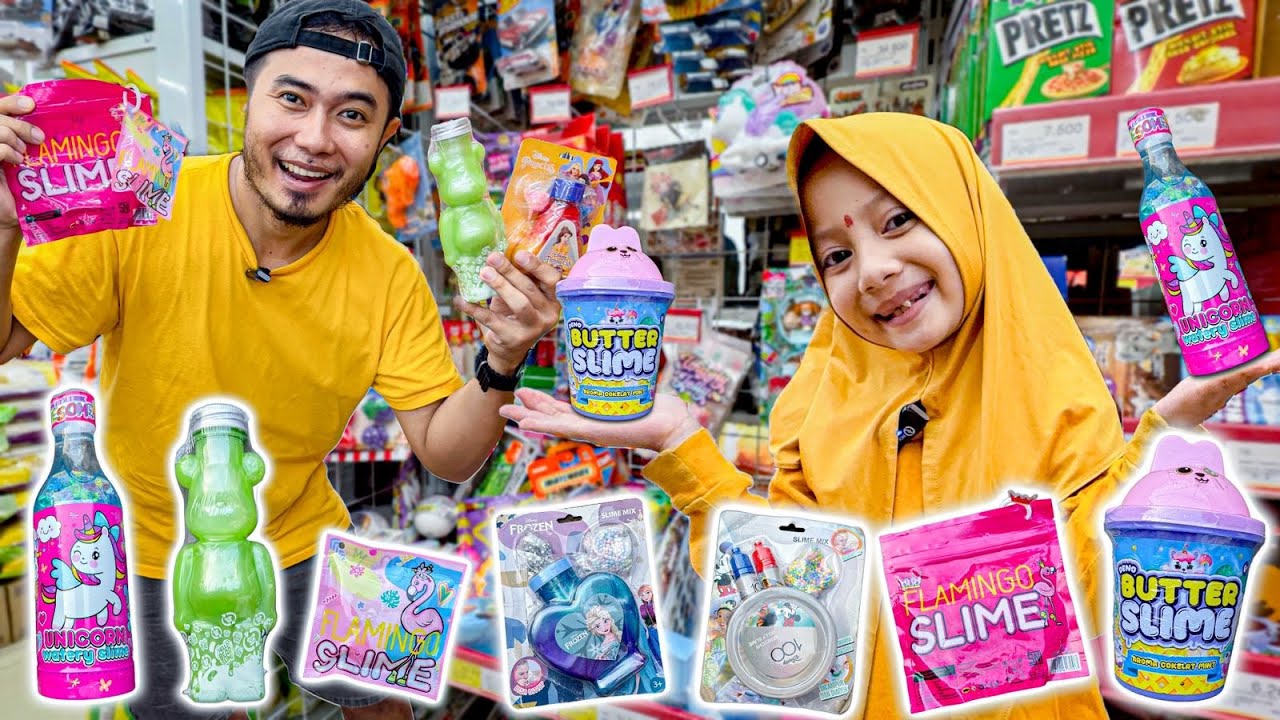 VLOG 1 JAM AQILA BORONG SEMUA SLIME YANG ADA DI ALFAMART