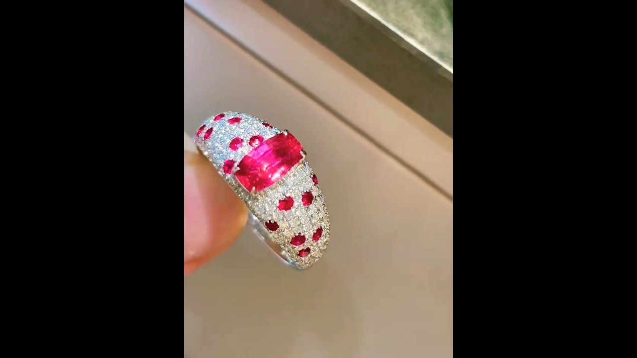 Luxurious Pigeon Blood Ruby & Diamond Ring #gemstone #ruby #diamond #ring #jewelry #shorts