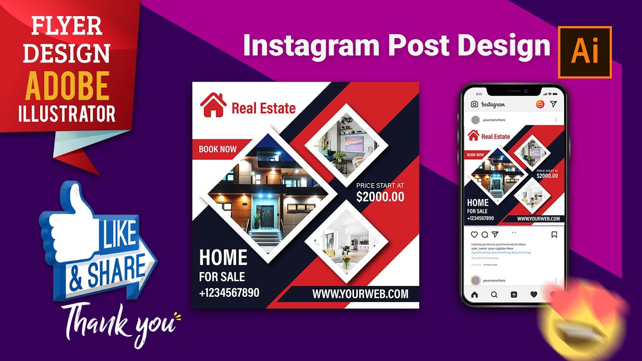 Illustrator Tutorial - How to Make Home for sale flyer