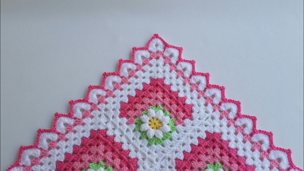 Popcorn Bebek Battaniyesi , Kenar Oyası Yapımı / Baby Blanket Crochet Border