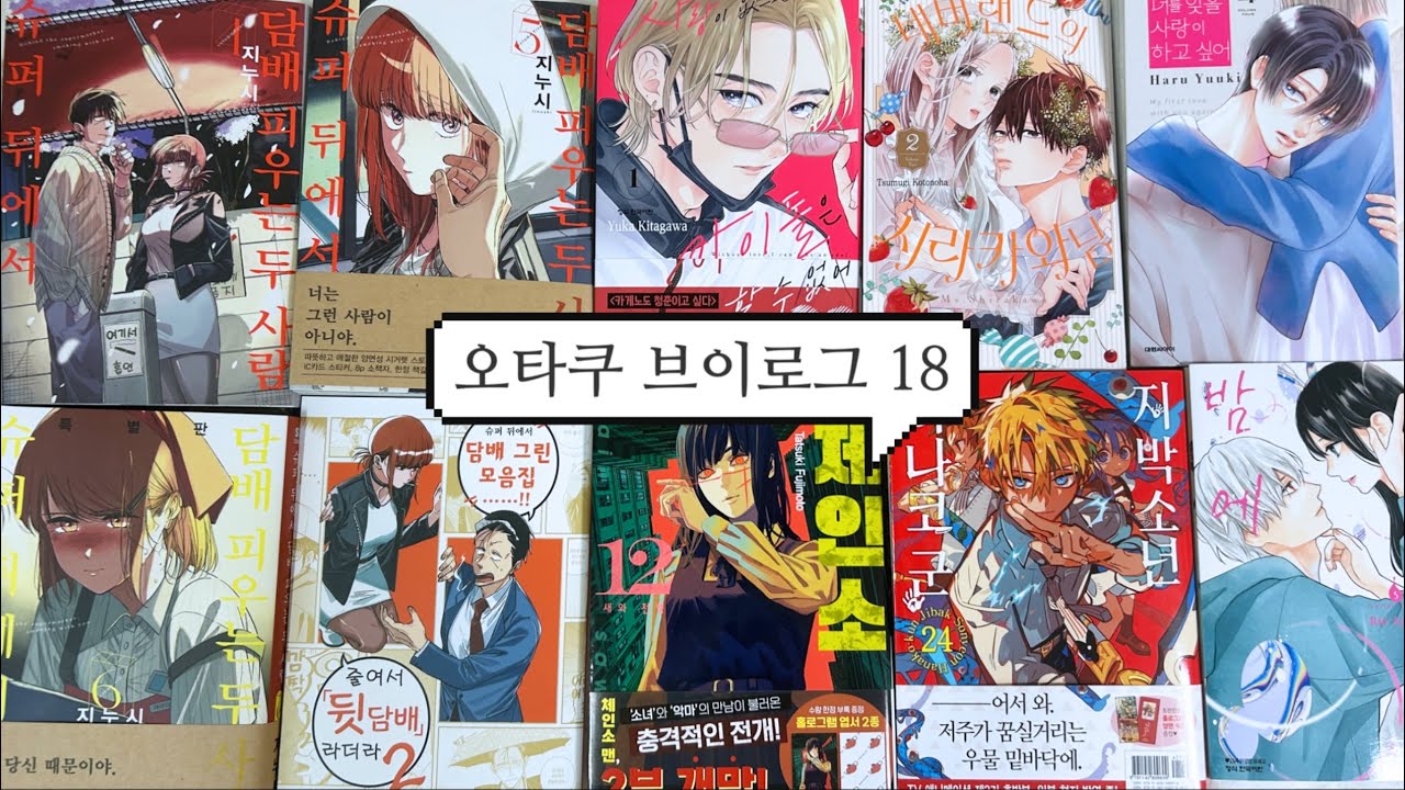 [18] 만화책깡 드가자🎀_체인소맨|지박소년 하나코군|슈퍼 뒤에서 담배 피우는 두 사람|너를 잊을 사랑이 하고 싶어|사랑이 없으면 아이돌은 할 수 없어 [오타쿠 브이로그]