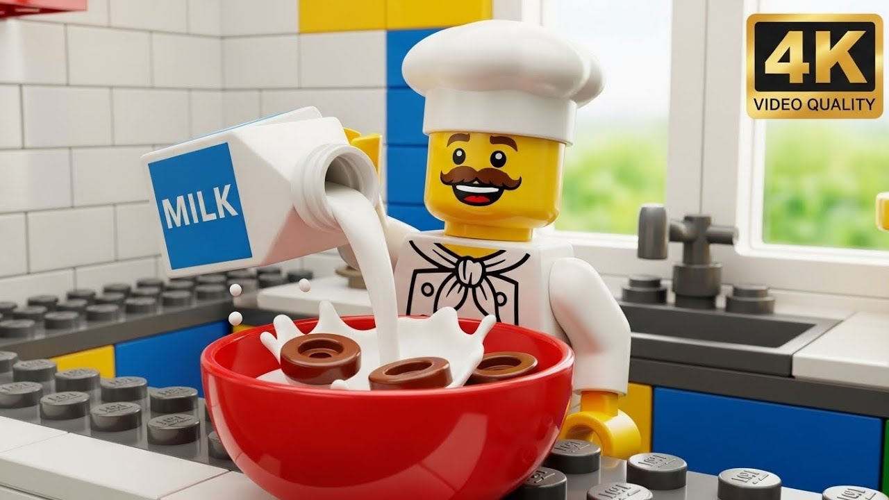 Real Milk Pouring into a LEGO Cereal Bowl 🥣🥛