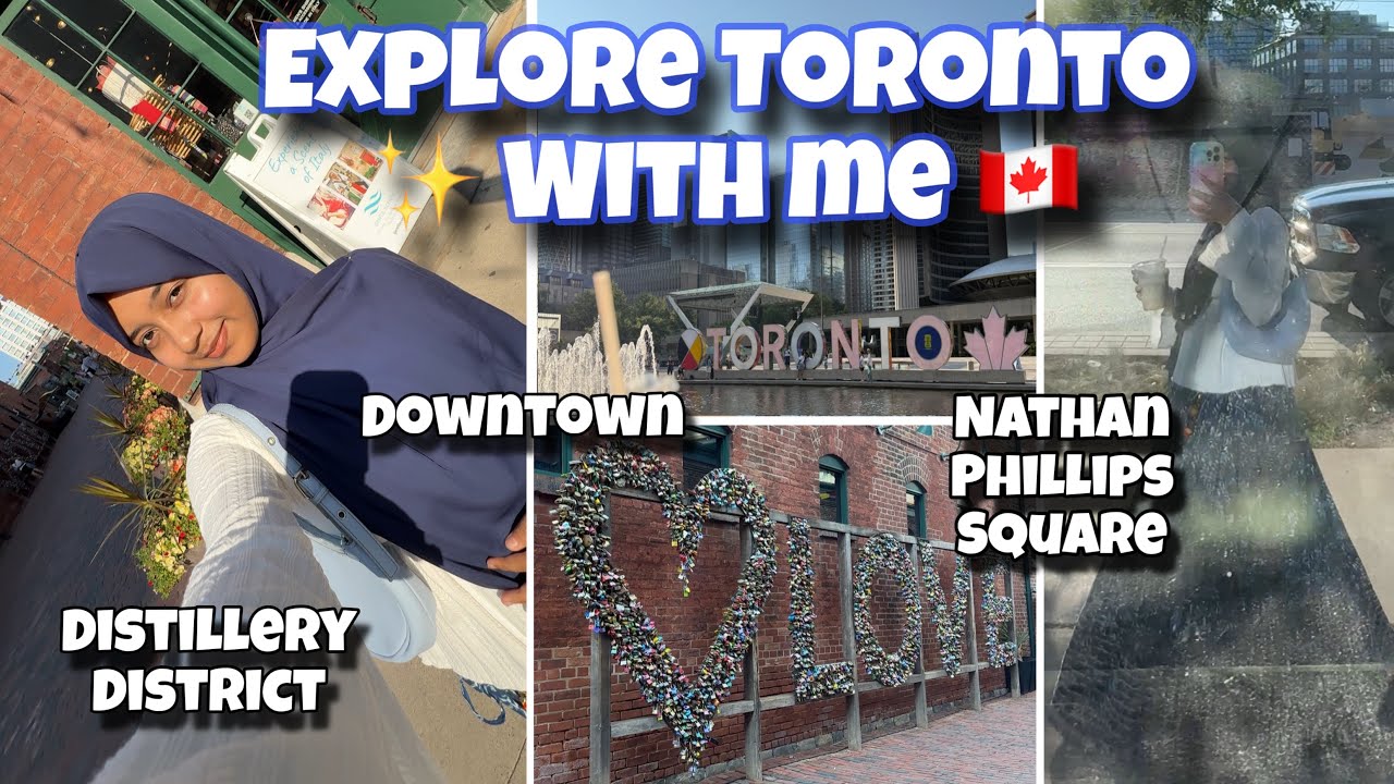 Explore Toronto with me🇨🇦|| Distillery District✨Nathan Phillips Square💫Downtown Toronto🌃