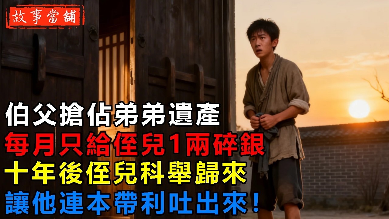 伯父搶佔弟弟遺產，每月只給侄兒1兩碎銀，十年後侄兒科舉歸來，讓他連本帶利吐出來！| 民間故事 | 故事當舖