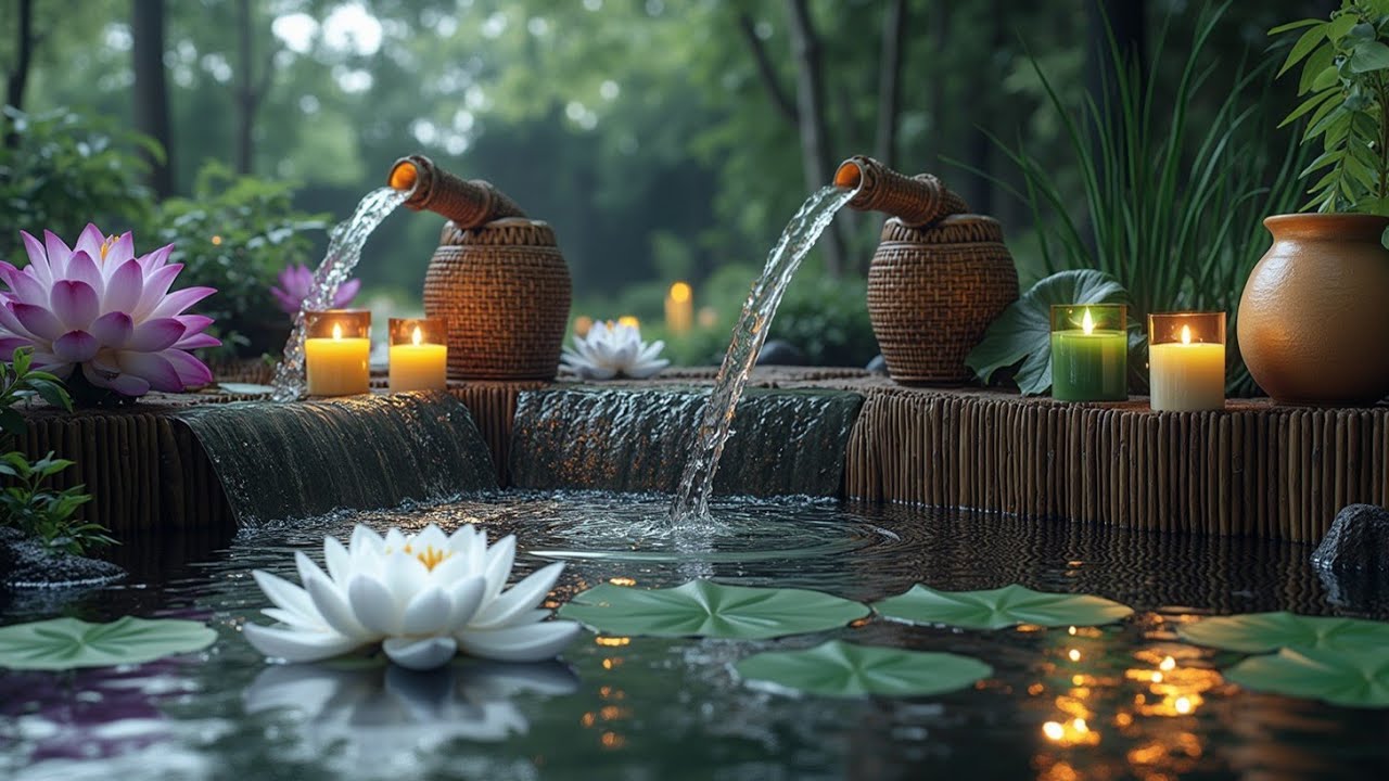 Zen Garden Water Fountain Sounds - Relaxing Nature Flow - Calming Sleep Aid