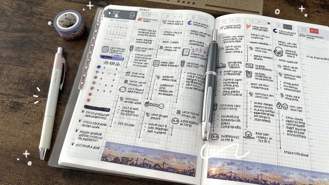 Weekly Plan With Me: Deadlines & Pretty Purple Washi 🌇 Hobonichi Cousin