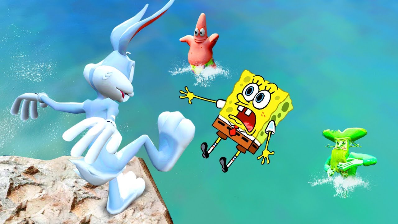 GTA 5 Gameplay Ragdolls Bugs bunny VS SpongeBob VS Flying Dutchman #44 ( GTA 5 Euphoria Physics )