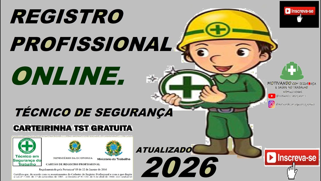 Como tirar em 2026 NOVO REGISTRO PROFISSIONAL do Técnico em Segurança, passo a passo (Rômulo Veras)