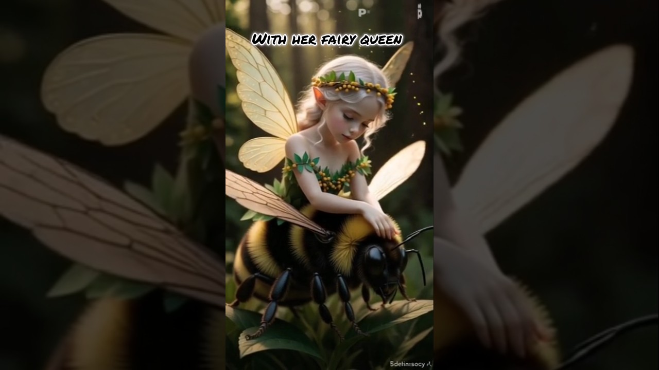 A Tiny Forest Fairy and Her Giant Bumblebee | Most Beautiful AI Fantasy Scene Ever!"