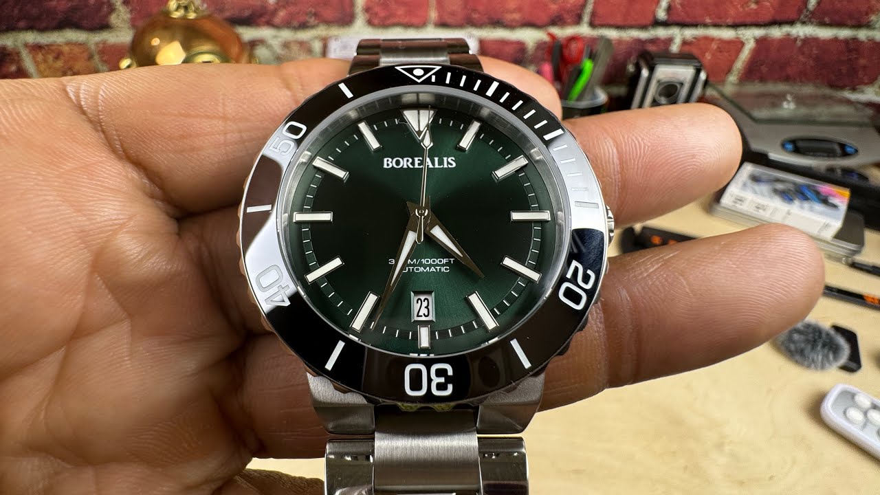 Borealis Caloura 300m Dark Sun-ray Green Dial