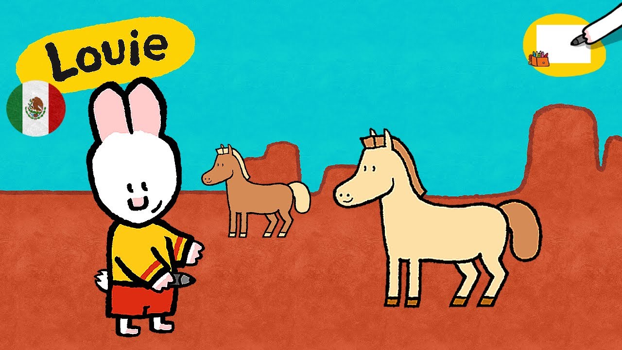 🇲🇽 🇨🇴 🇦🇷 Louie, dibújame 🎨✐ Como Dibujar caballo | Para niños ⬇️⬇️⬇️ Más