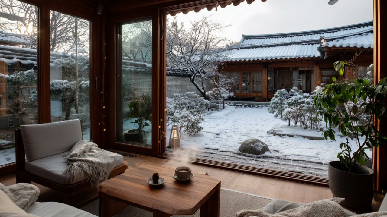 [PLAYLIST] 눈 내린 한옥 마당을 바라보며 듣는 피아노 ☕❄️ | Cozy Piano Music