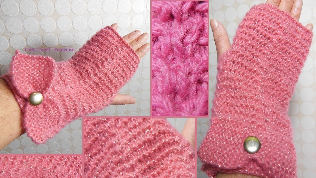 Tuto Tricot Mitaines point fantaisie Ailettes Torsade 2 mailles | Mitaines avec noeud point mousse