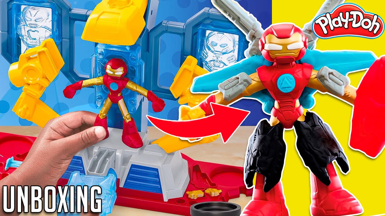 PLAY DOH Laboratorio de armaduras de Iron Man & Torre de SPIDERMAN