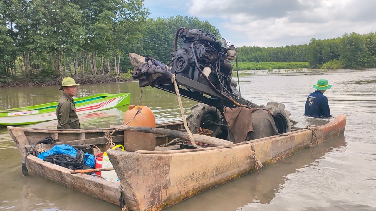 máy Kia 25 bơm bùn test thử độ xa 15 công đất của anh em Năm Căn Cà Mau