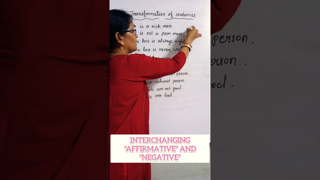 TRANSFORMATION OF SENTENCES # INTERCHANGING AFFIRMATIVE AND NEGATIVE