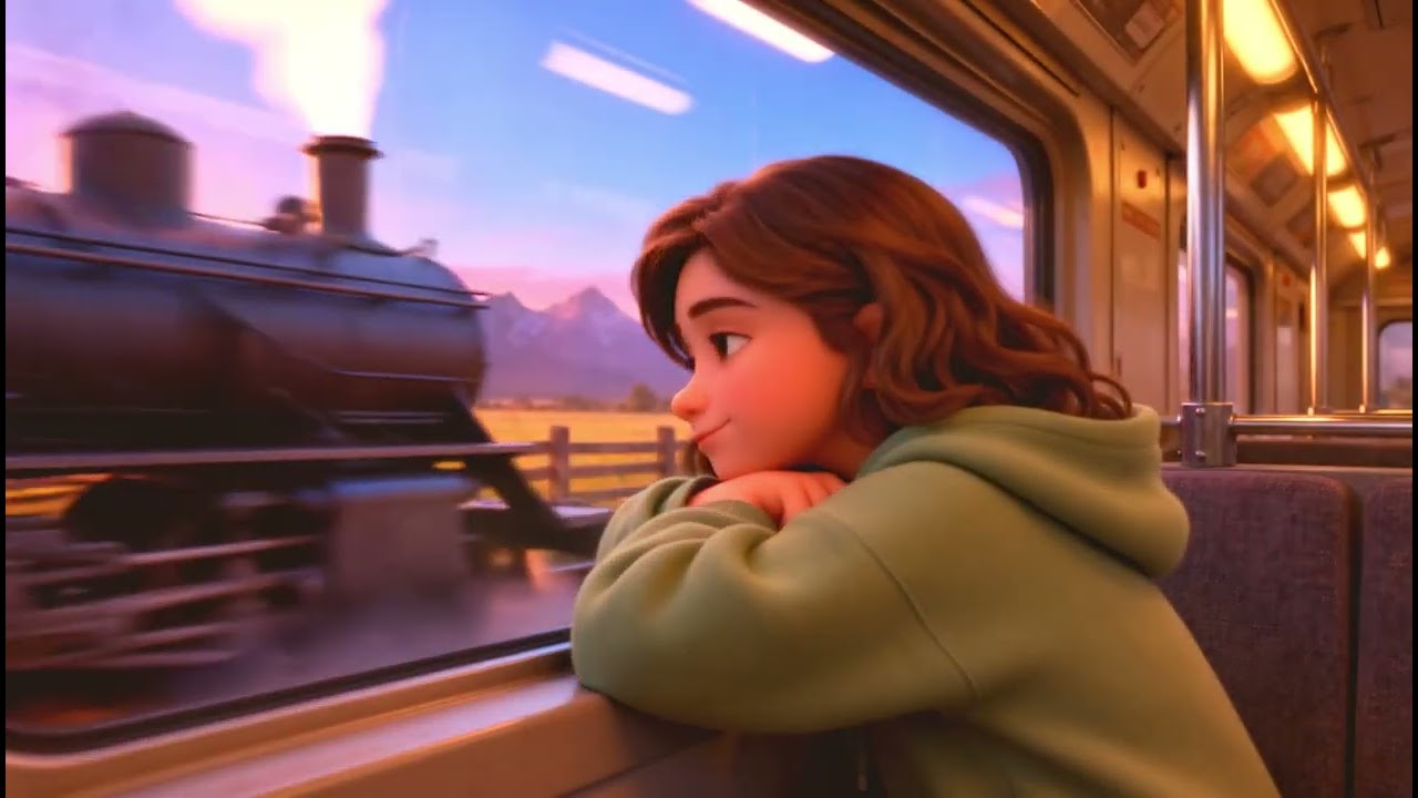 Golden Hour Train Ride 🌅 | Cozy Lofi Loop with Passing Vintage Steam Train
