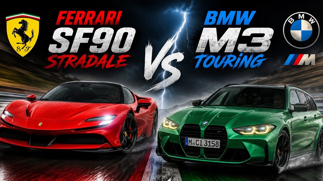 BMW M3 Touring vs Ferrari sf90 stradale #bmwmmotorsport #automobile #credit #cartok #bmw #bmws1000rr