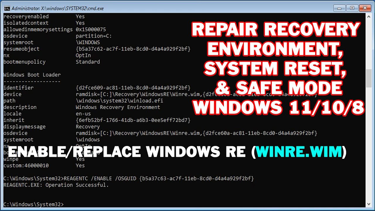 How to Repair Windows Recovery Environment (Windows RE) Fix ReAgentC Errors Windows 11 & 10