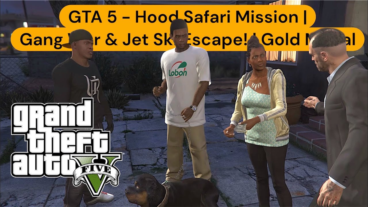 GTA 5 - Mission #27- Hood Safari Mission  | Gang War & Jet Ski Escape! 🔫🚤 | Gold Medal Gameplay | 