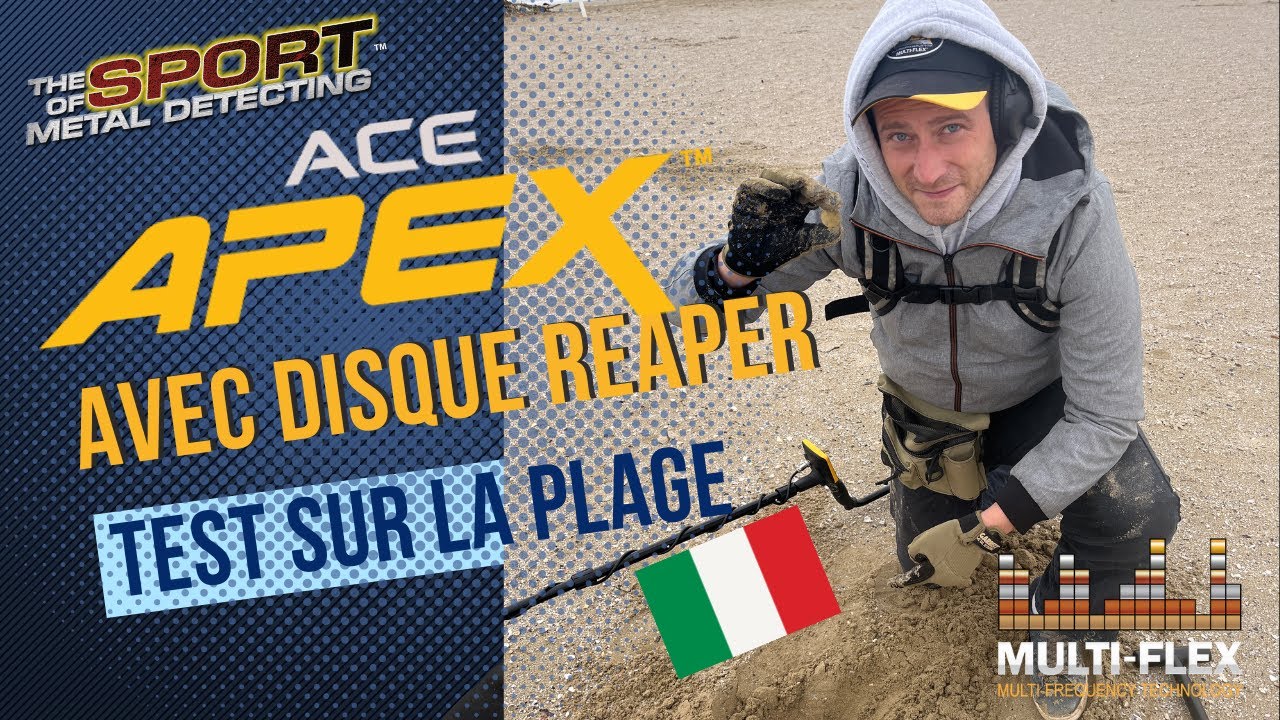 Test Garrett Apex à la plage (Italie) avec disque Garrett Reaper (Bague Pandora ?)