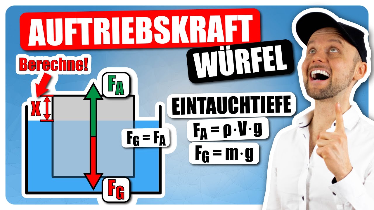 Eintauchtiefe Würfel (Eisberg) berechnen mit Auftriebskraft und Gewichtskraft