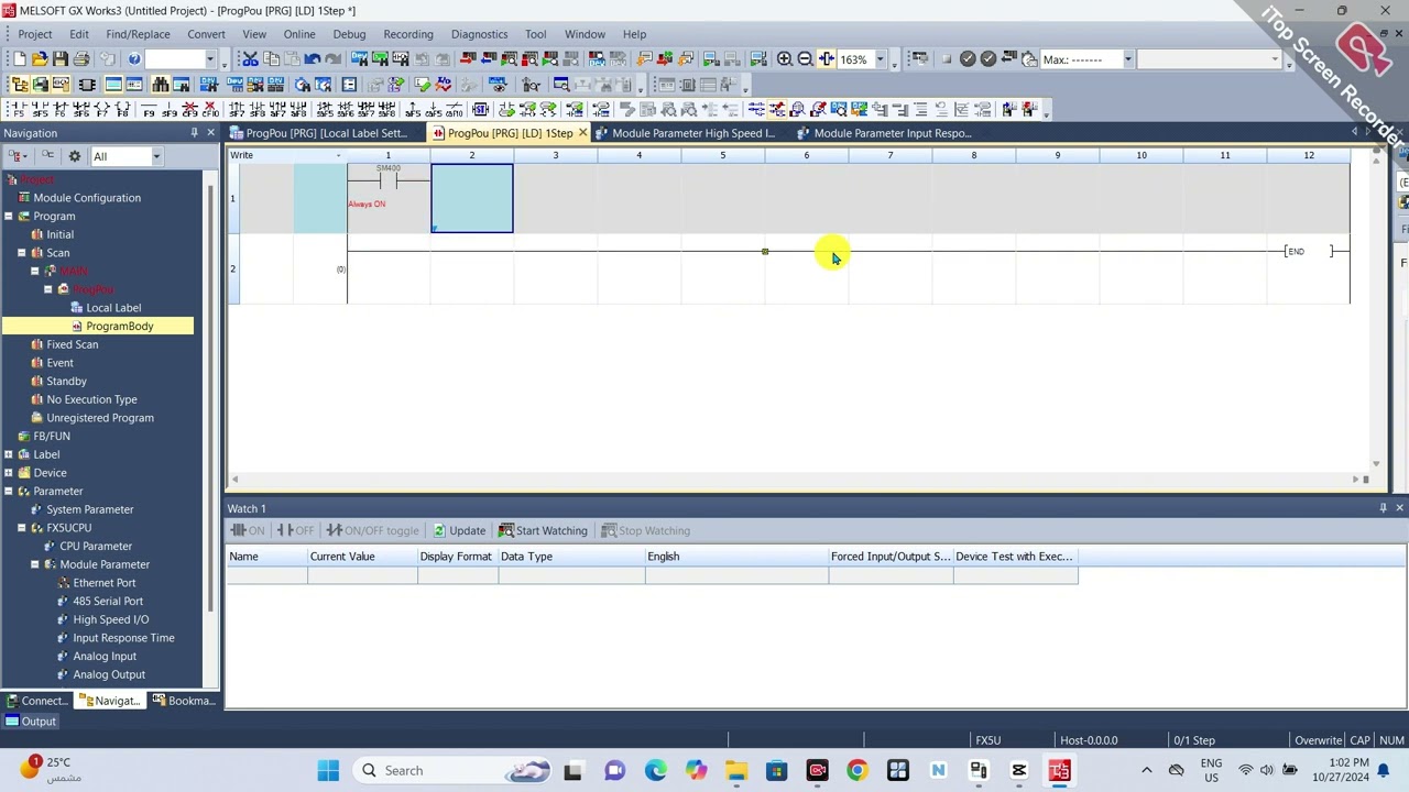 MITSUBISHI PLC WORK 3 [ HIGH SPEED COUNTER CONFIGURATION ]