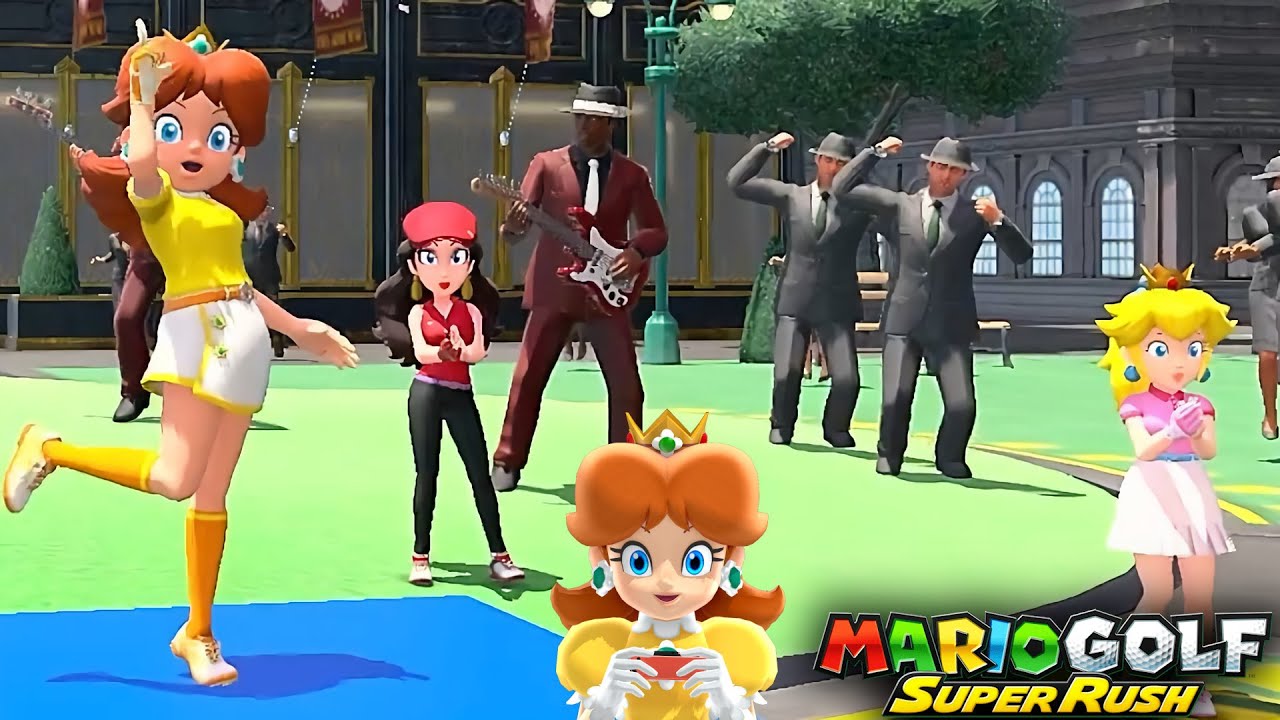 Mario Golf Super Rush Daisy vs Peach vs Pauline vs Luigi in New Donk City
