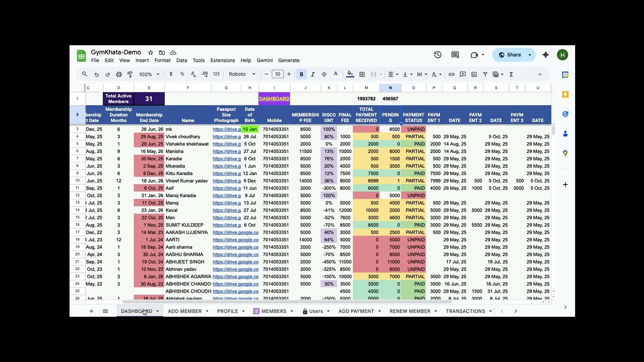 Part 6 (Final) — Gym Management CRM BootCamp | Dynamic Dashboard Using Google Sheets & Apps Script