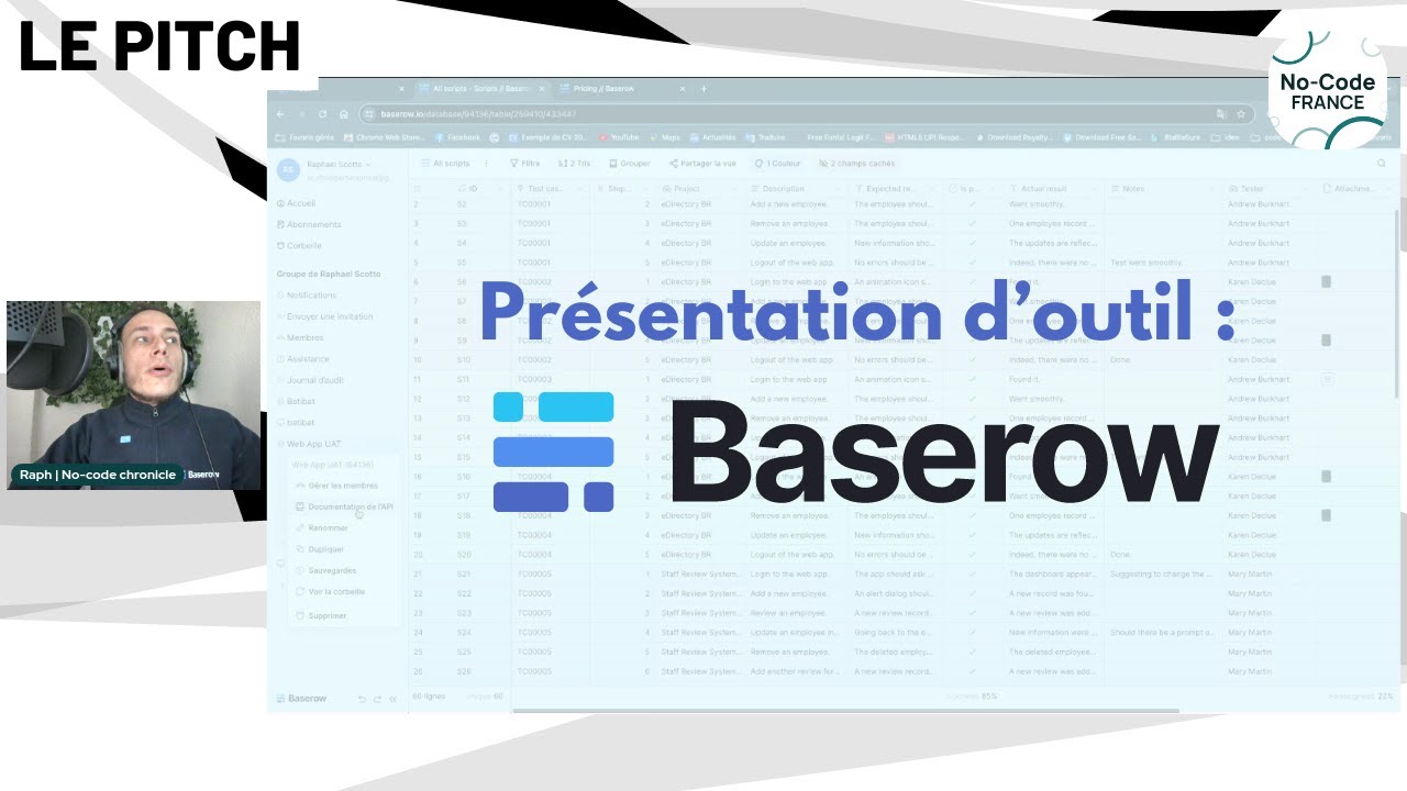 Présentation de Baserow par Raphaël - Le Pitch #2.4