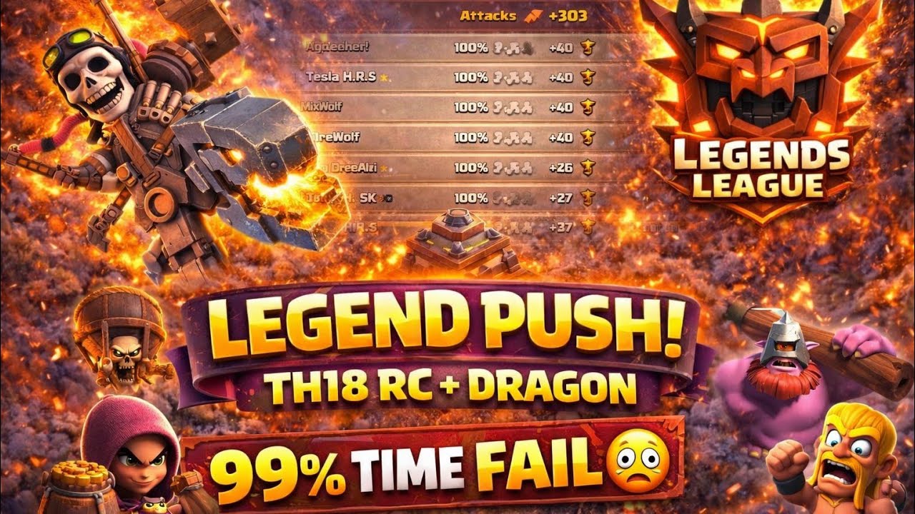 Legend Push Day 4 🔥 2 Heartbreaking Time Fails (TH18)