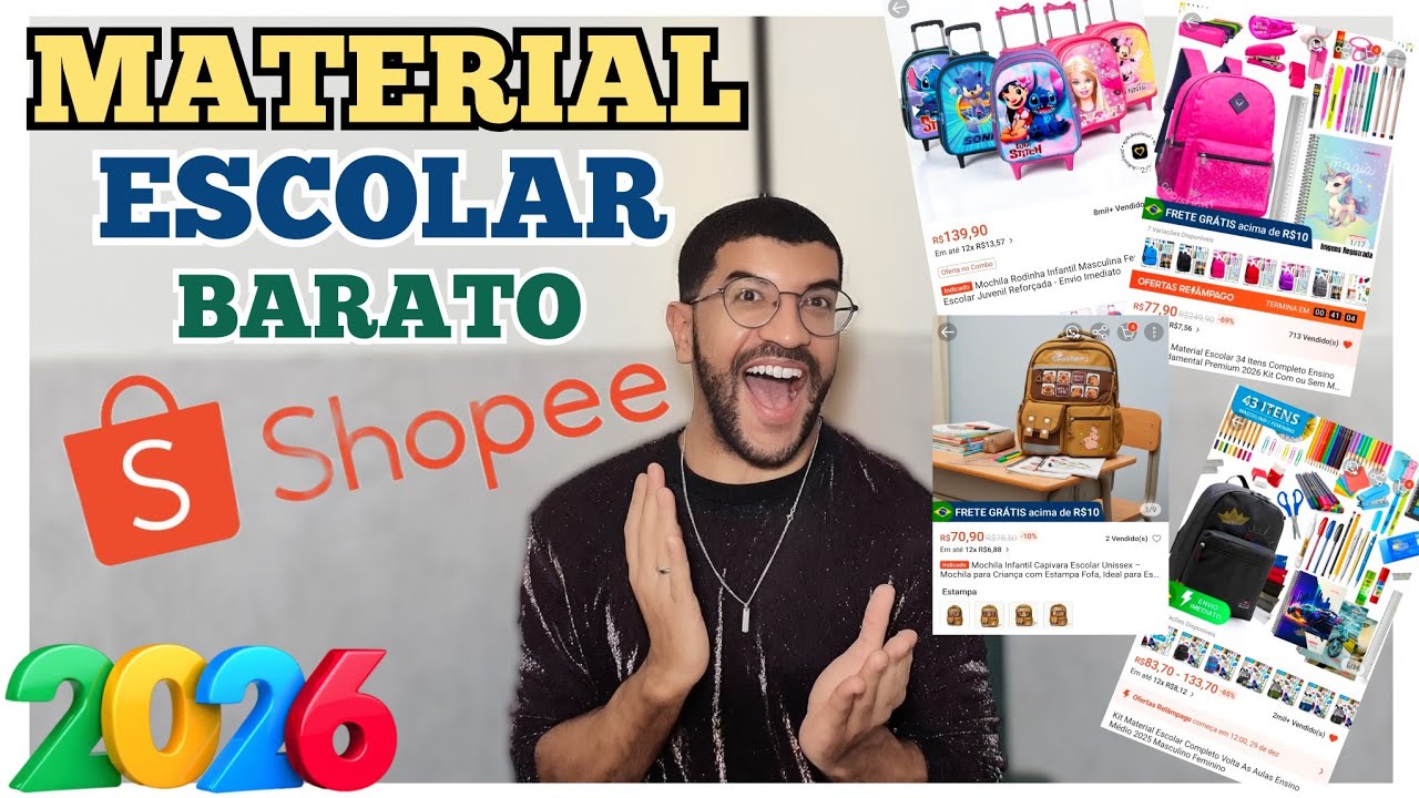 Como ECONOMIZAR NO MATERIAL ESCOLAR 2026 - Kit Material Escolar da Shopee