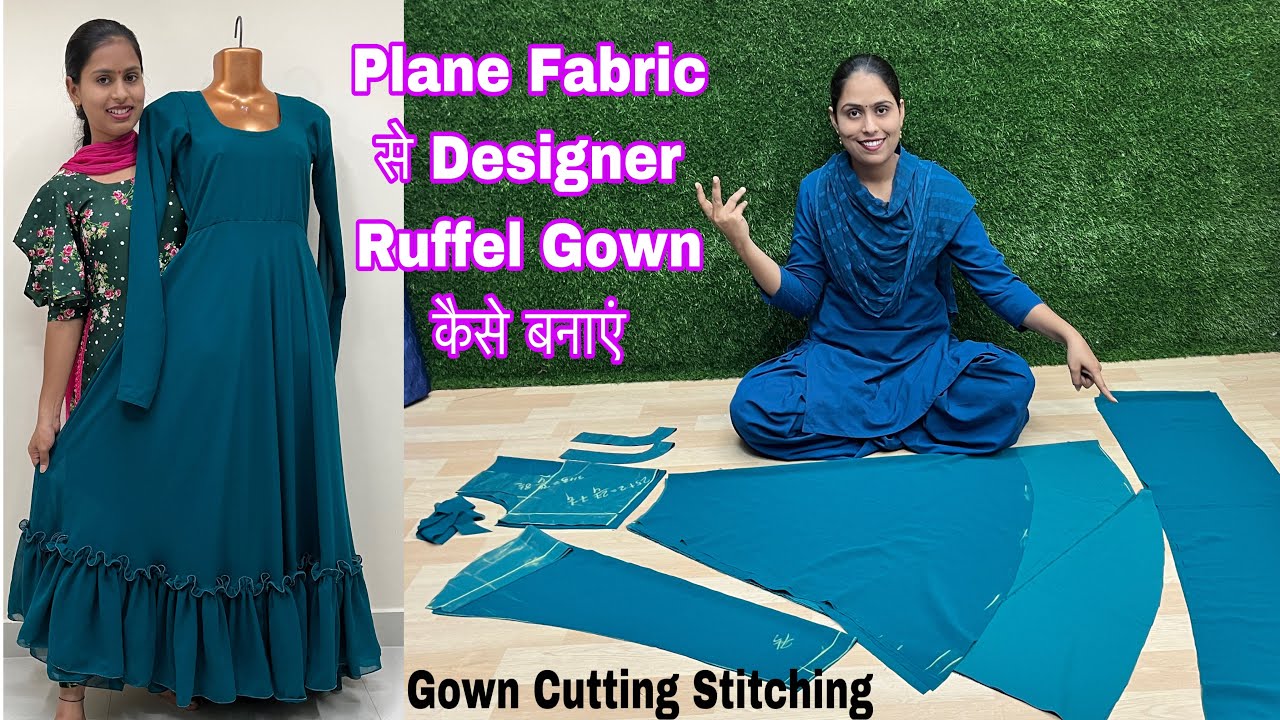Plane Georgette se banaye Ruffle Gown / Daily Wear Frill Gown Cutting and Stitching #fashion