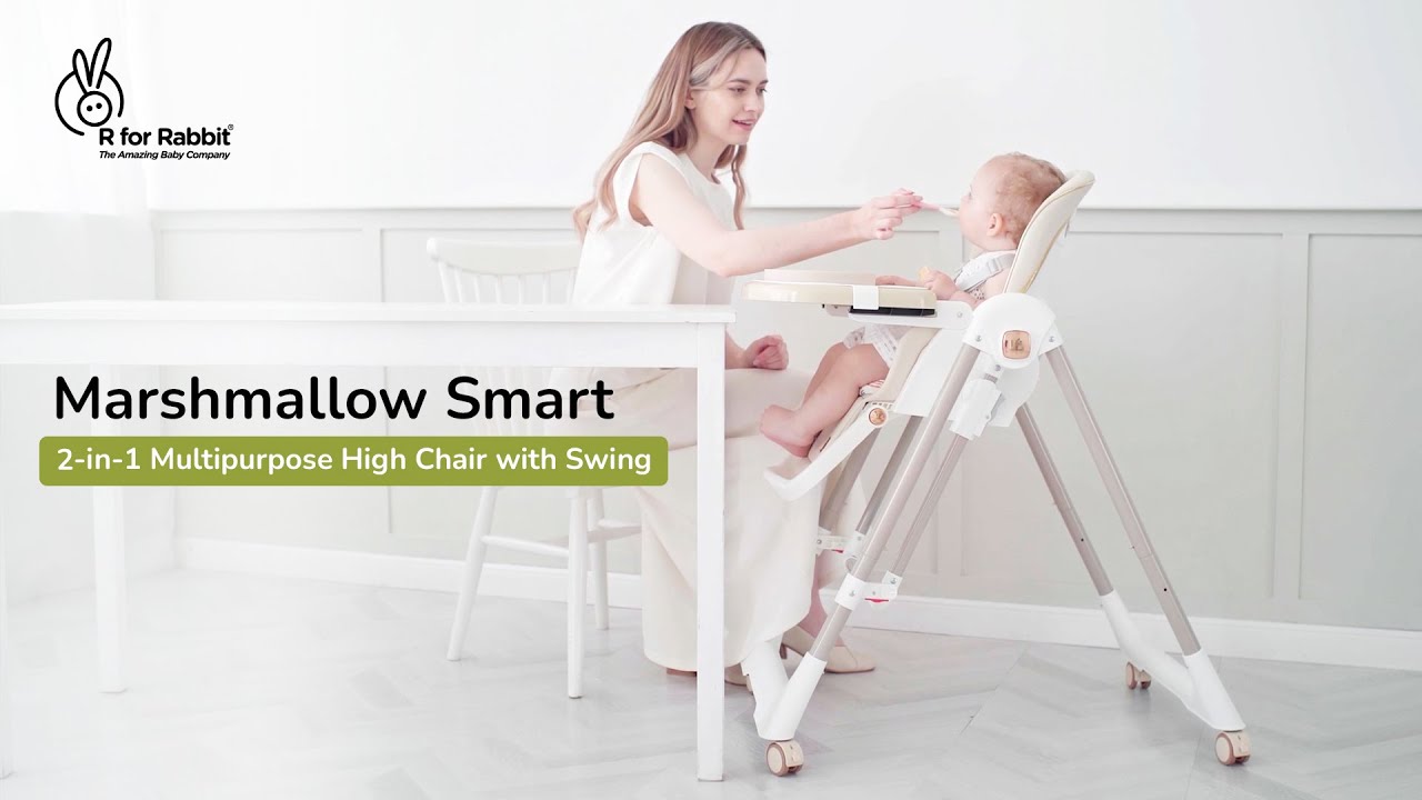 R for Rabbit Marshmallow Smart High Chair For Kids 2-in-1 Multipurpose High Chair with Swing