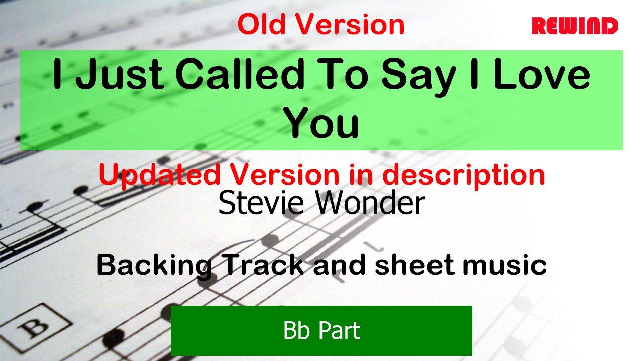 Stevie Wonder : I Just Called To Say I Love You : Bb Instruments Playalong Backing Track