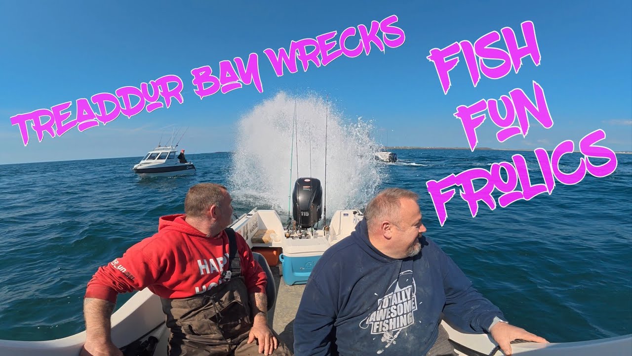 We had so much fun and fish ,  wrecking at Treaddur bay . Uk sea fishing . North wales sea fishing