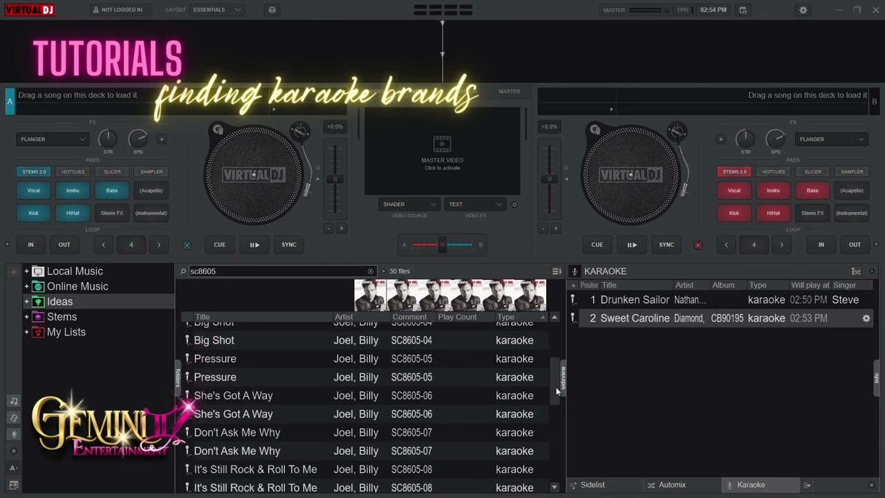 Finding Karaoke Brands on Virtual DJ