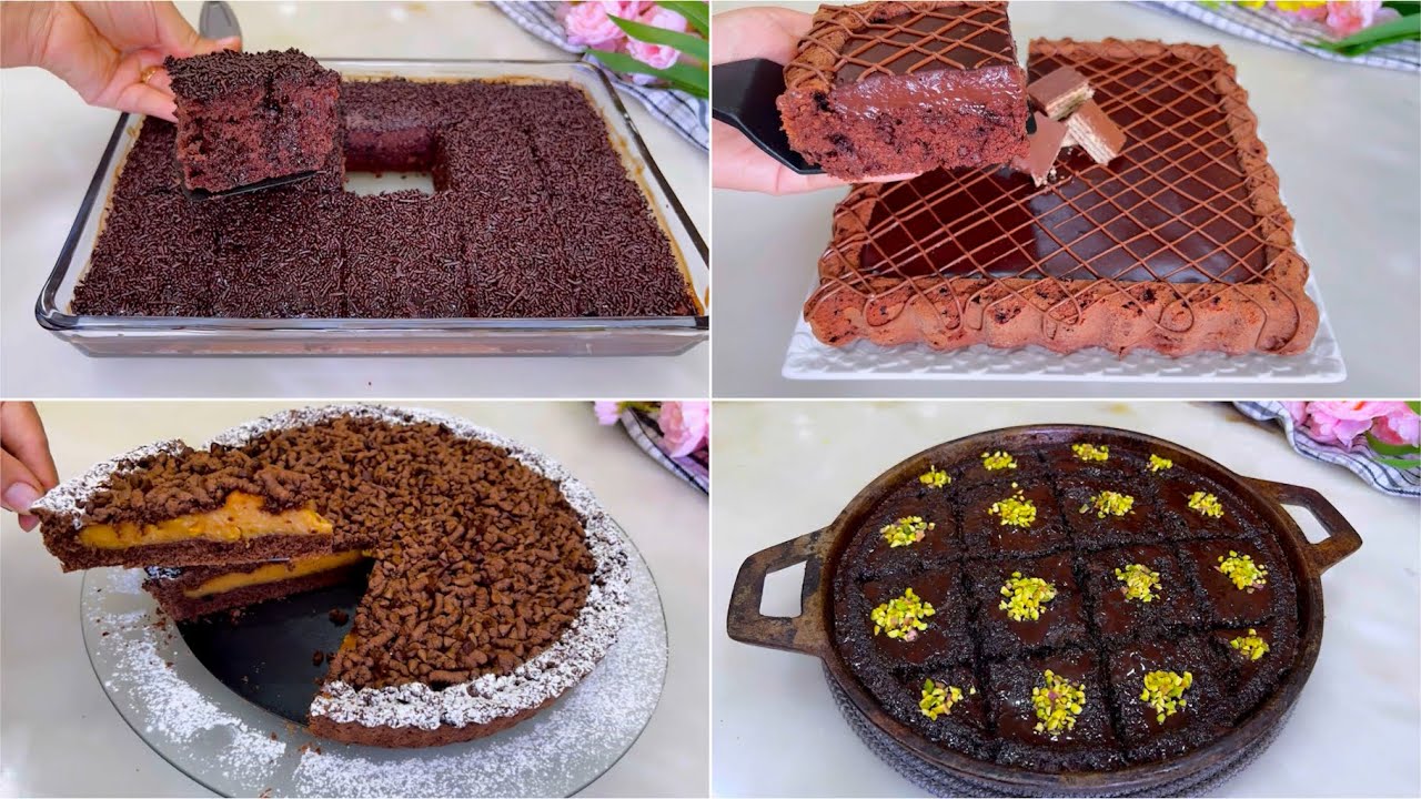 بلا متقلبي بزاف أربع إقتراحات للكوتي🥰بالشكولاطة ديال القلب كيك بسبوسة طورطة عشاق الشكولا الفيديو لكم