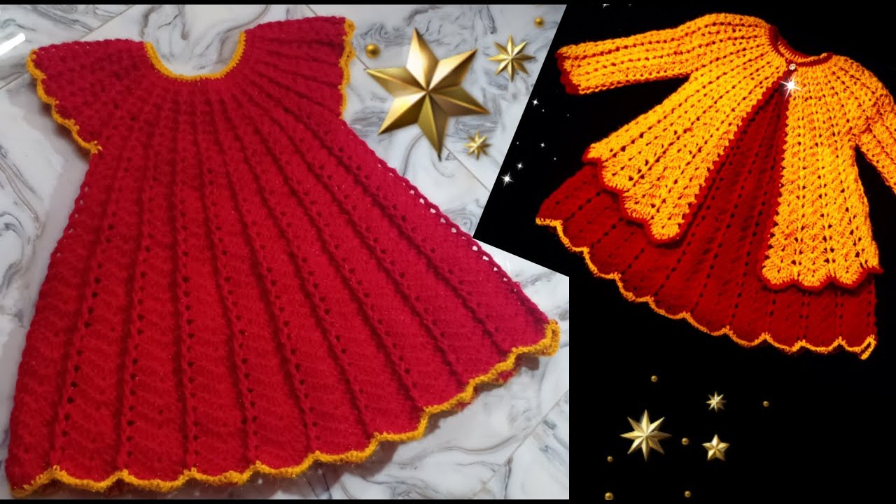 Crochet beautiful dress for girls||crochet frock by allhometips