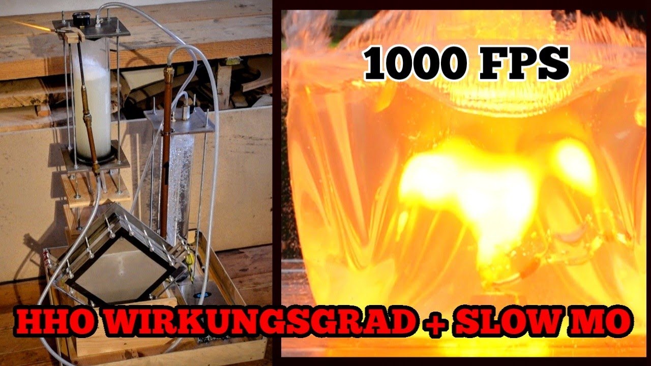 Die Wahrheit &uuml;ber Wasserstoff! Wirkungsgrad meiner HHO- Zelle berechnen + Knallgas in super Slow Mo!