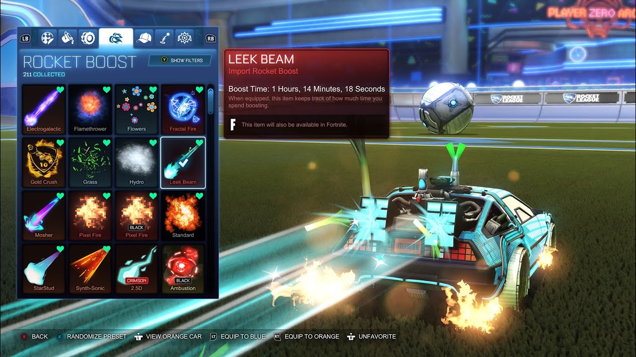 The fully customized DeLorean Time Machine Rocket League
