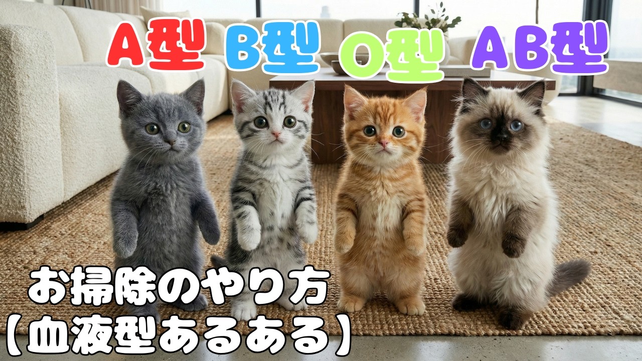 【血液型あるある】 AI猫のお掃除のやり方！あなたはどのタイプ？🐈