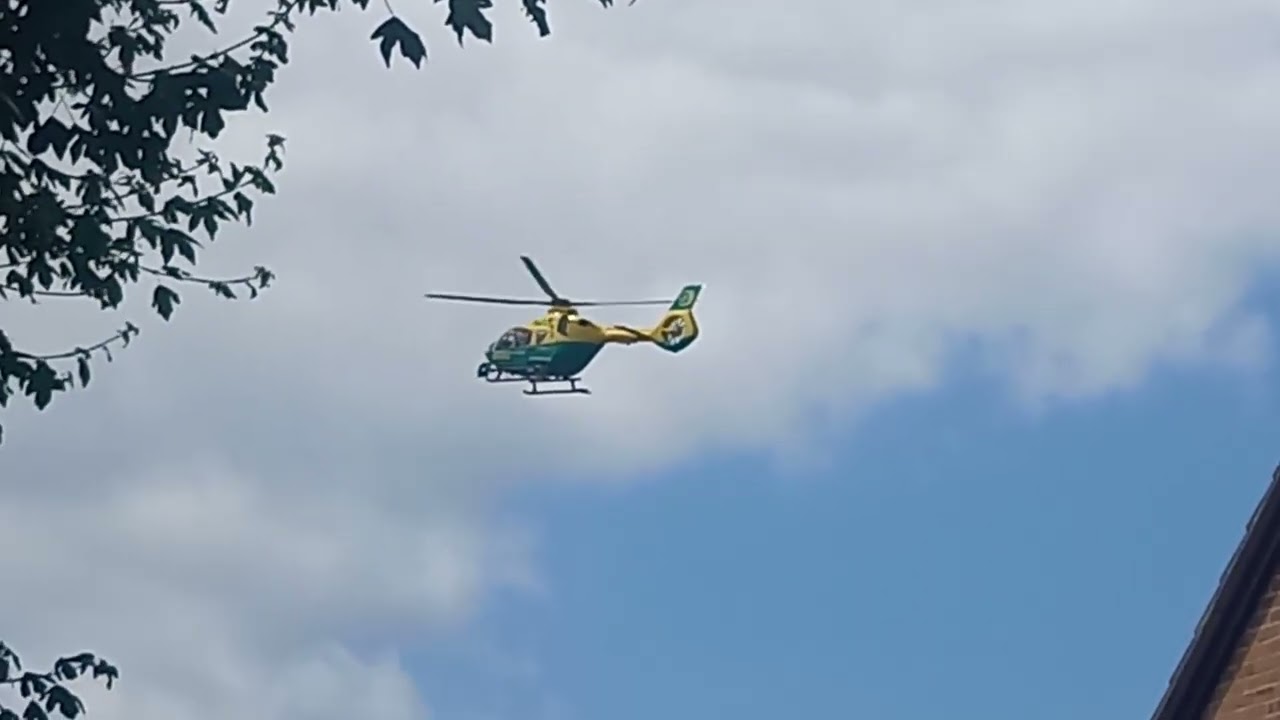 Hampshire and isle of wight air Ambulance (G-HIOW) landing at QA Hospital