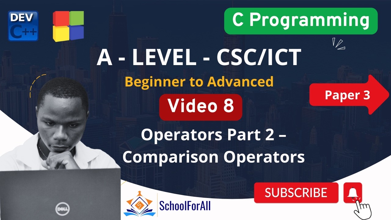 Video 8: Operators Part 2 – Comparison Operators ( Equal to ,Not equal to ,Greater than ,Less than