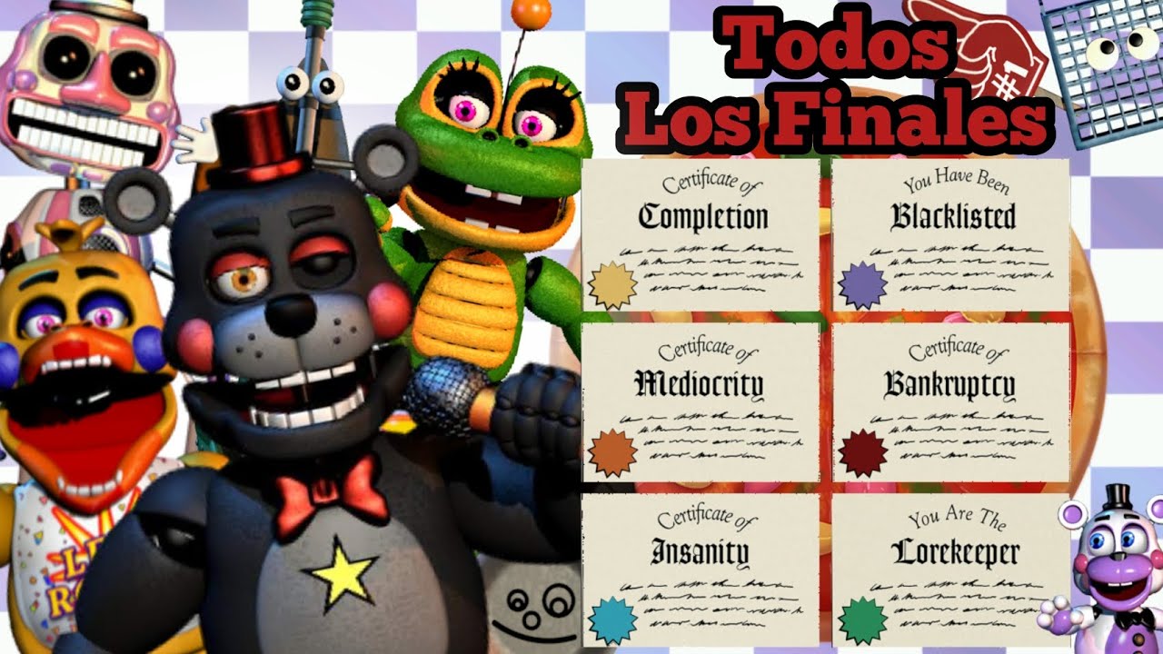 Como Conseguir Todos Los Finales/Certificados De FNaF 6 (Compilación)